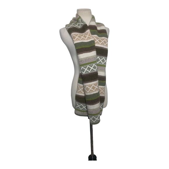 Gap brown green lambswool knit scarf - Picture 1 of 6